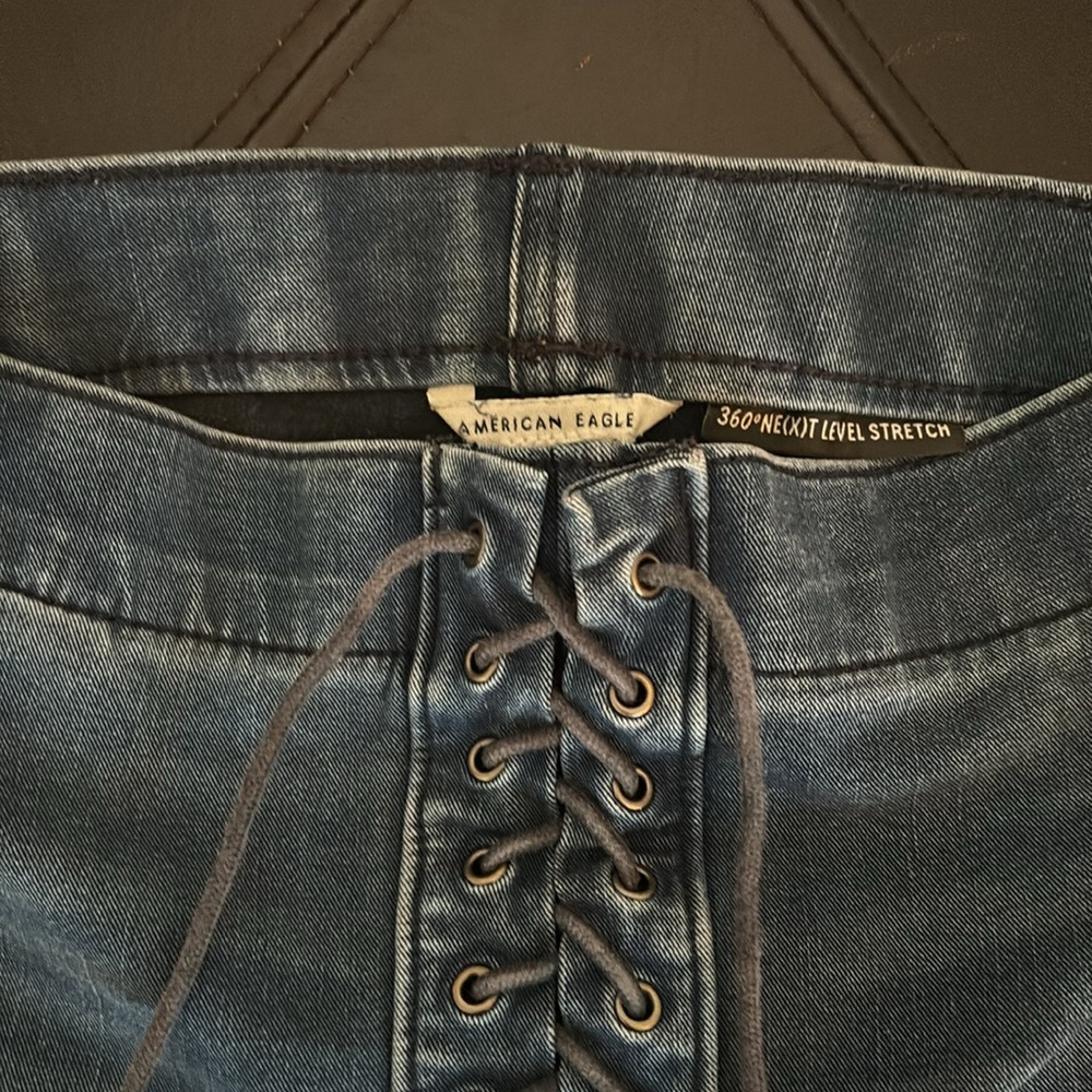 American Eagle Skinny Jeans With Lace Up Detail Women’s 00